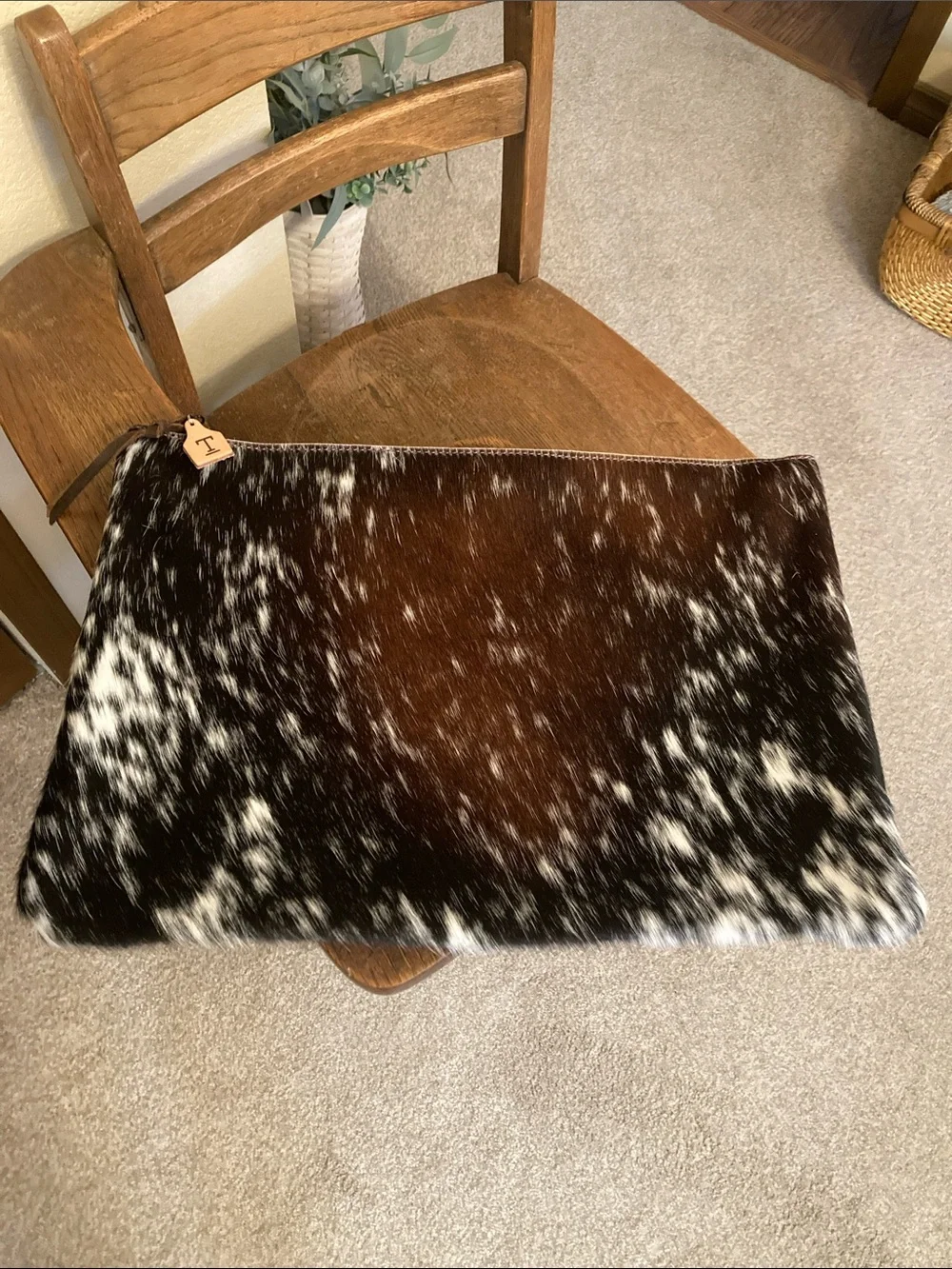 T BAR LEATHER CO HOH/Leather Extra Large Laptop, Flat/Curling Iron Catchall NWOT